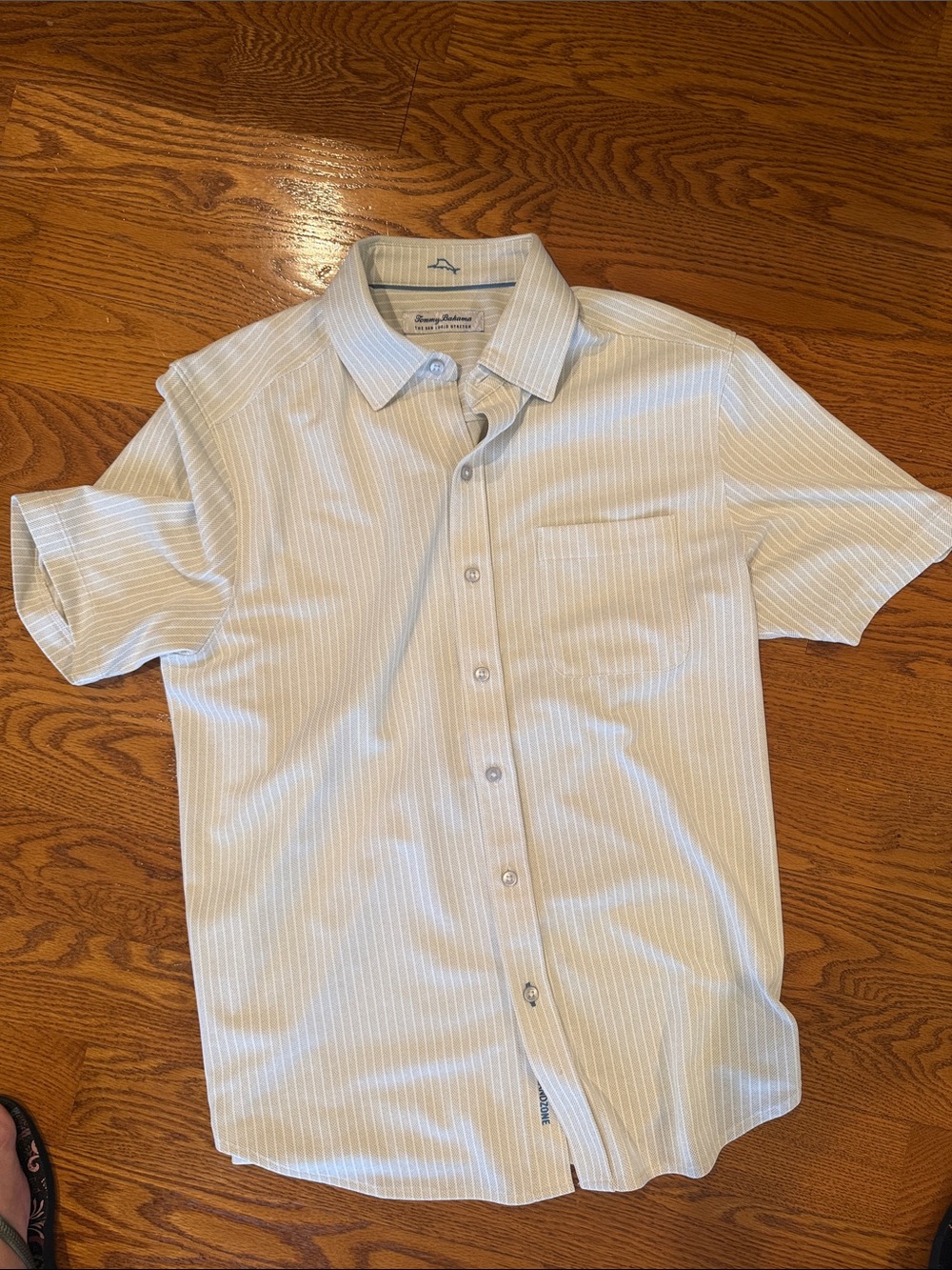 Tommy Bahama White Short-Sleeve Striped Button-Down Shirt